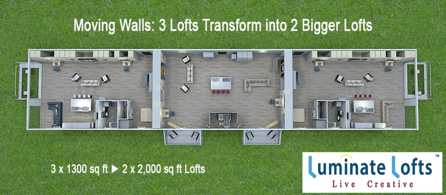 Moving Walls: 3 Lofts Transform into 2 Bigger Lofts